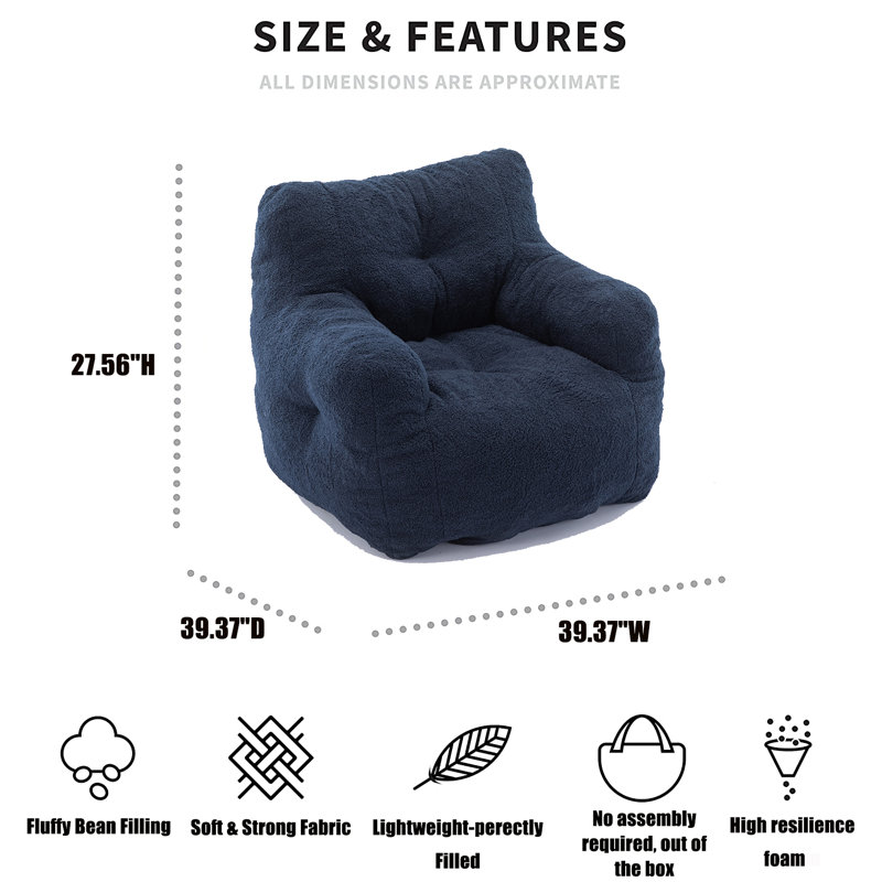 Trule Cozy Teddy Fabric Bean Bag Chair Soft And Comfy Lounge Seating Wayfair
